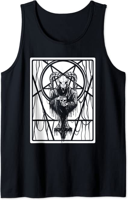 Satanic Dark Art Evil with Skull 666 Baphomet Tank Top